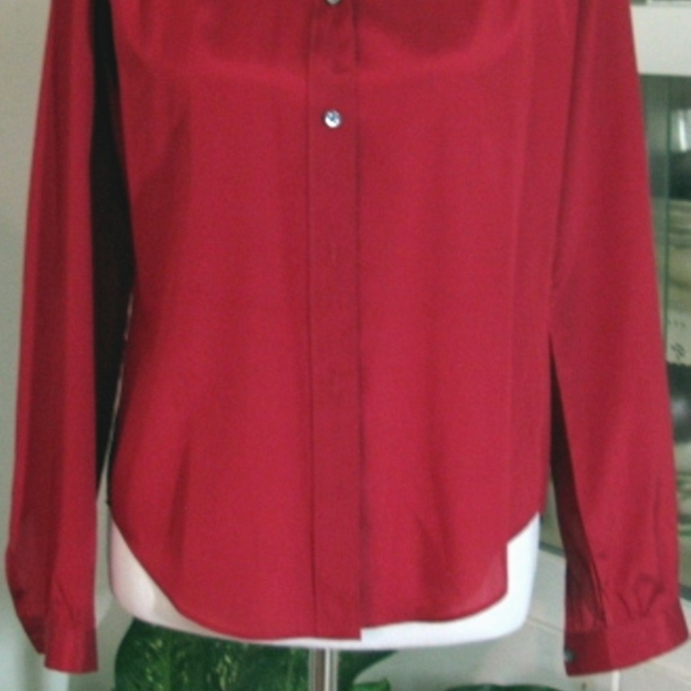 Ladies ROSE RED Poly BLOUSE - Picture 2 of 2